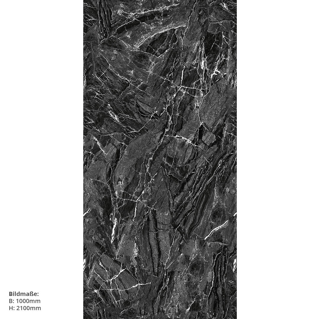 Marmor Natur Schwarz, fugenlose Wandpaneele aus Alu-Verbund 3mm, Duschrückwand - duschrückwand-platten.de