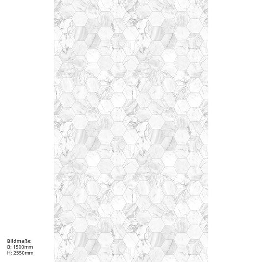 Marmor Hexagon Weiss, fugenlose Wandpaneele aus Alu-Verbund 3mm, Duschrückwand - duschrückwand-platten.de