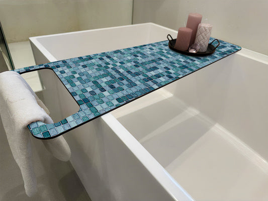 Mosaik Aqua, Badewannenablage Alu-Verbund 6mm - duschrückwand-platten.de
