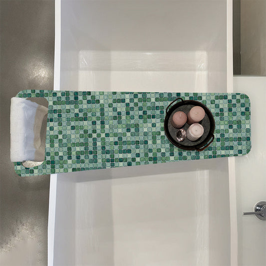Mosaik Aqua Grün, Badewannenablage Alu-Verbund 6mm - duschrückwand-platten.de