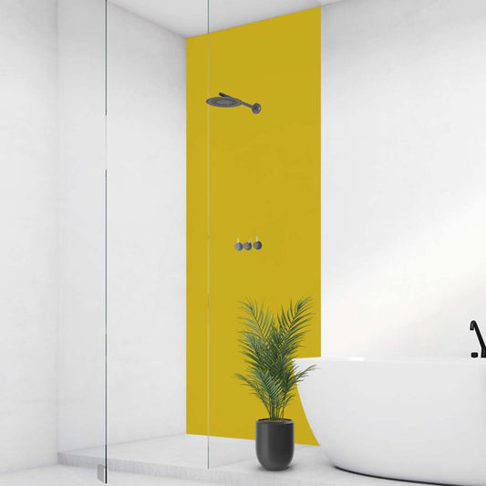 Signalgelb, fugenlose Wandpaneele aus Alu-Verbund 3mm, Duschrückwand - duschrückwand-platten.de
