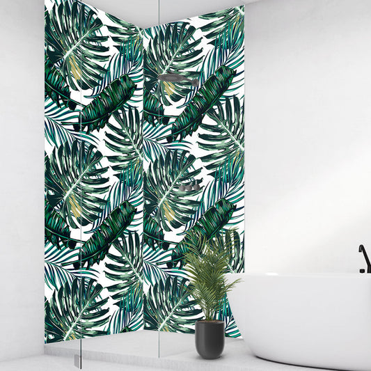 Palmenblätter über Eck Set, fugenlose Wandpaneele aus Alu-Verbund 3mm, Duschrückwand - duschrückwand-platten.de