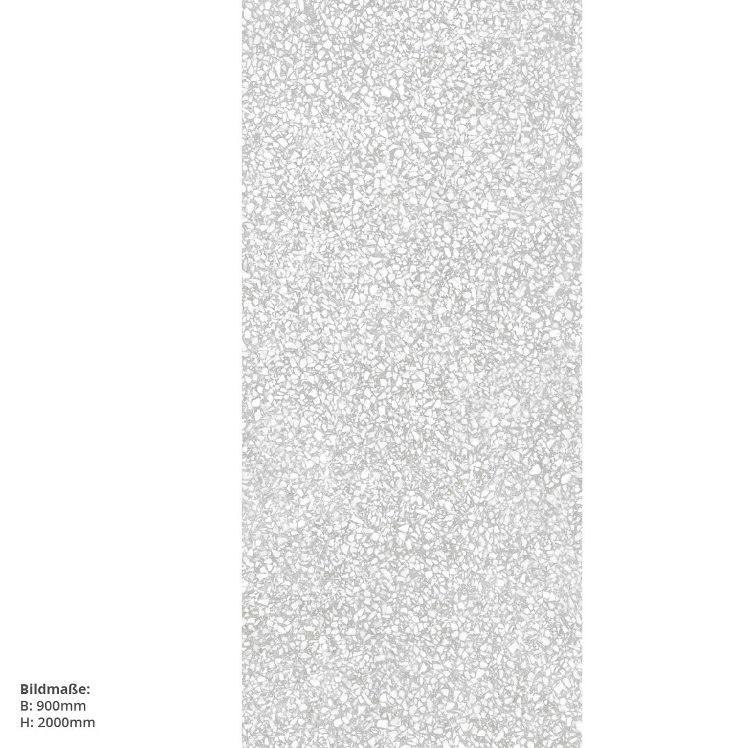 Terrazzo Hellgrau, fugenlose Wandpaneele aus Alu-Verbund 3mm, Duschrückwand - duschrückwand-platten.de