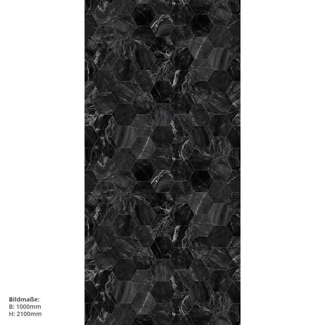 Marmor Hexagon Schwarz , fugenlose Wandpaneele aus Alu-Verbund 3mm, Duschrückwan... - duschrückwand-platten.de